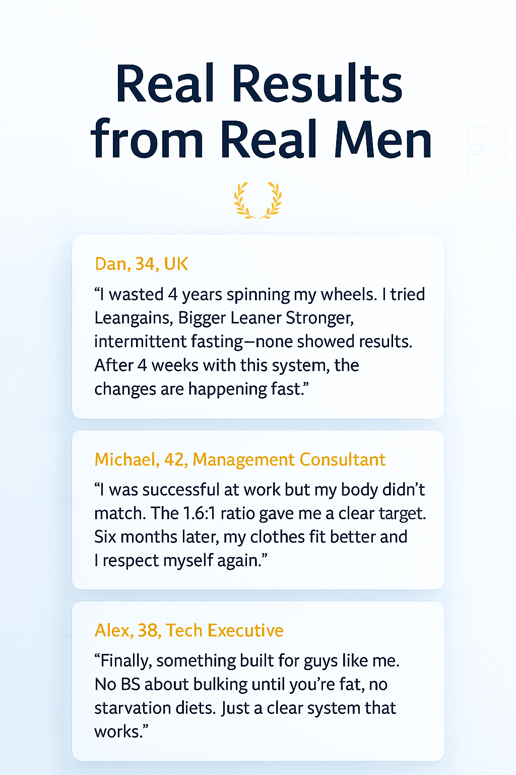 Real Results from Real Men - Testimonials from Dan, Michael, and Alex